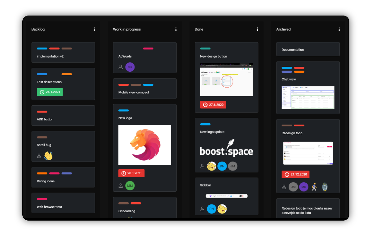 tasks module - Kanban Board view